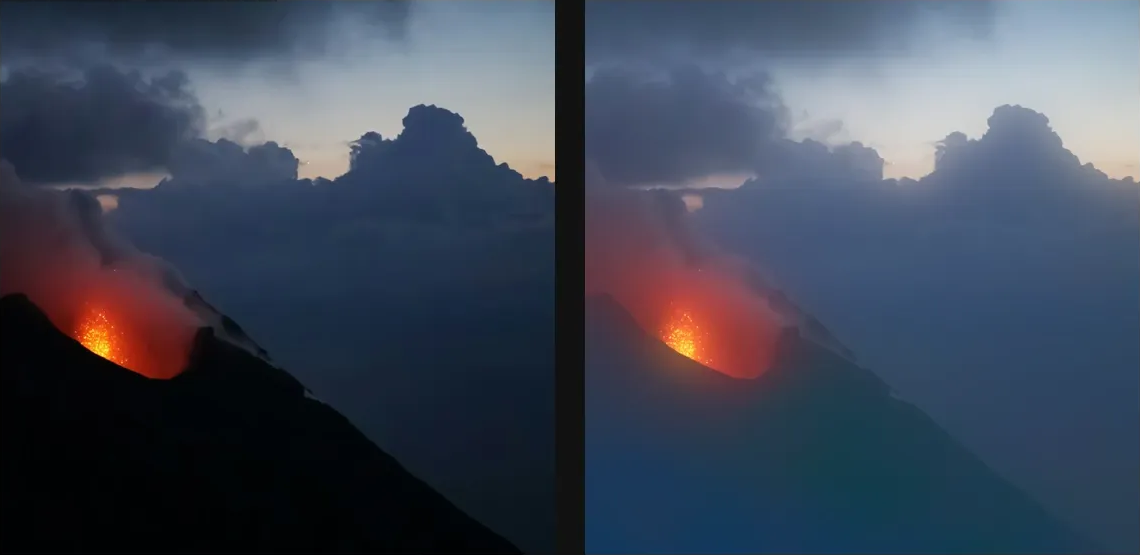 Bloom: source left and current native result right