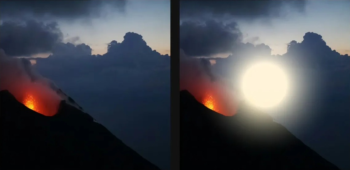 Spot Light: source left and current native result right