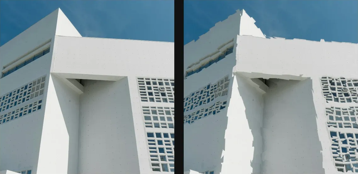 Shatter: source left and current native result right