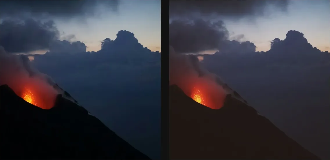 LUT: source left and current native result right