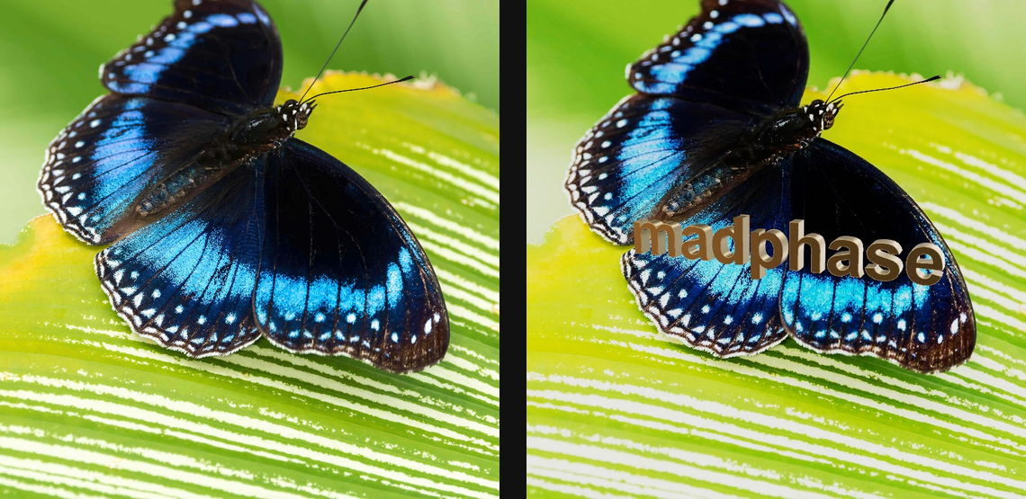 3D Text: source left and current native result right