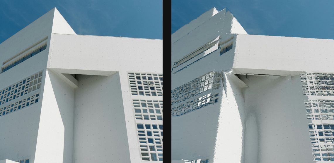 Glitch Slit-Scan: source left and current native result right
