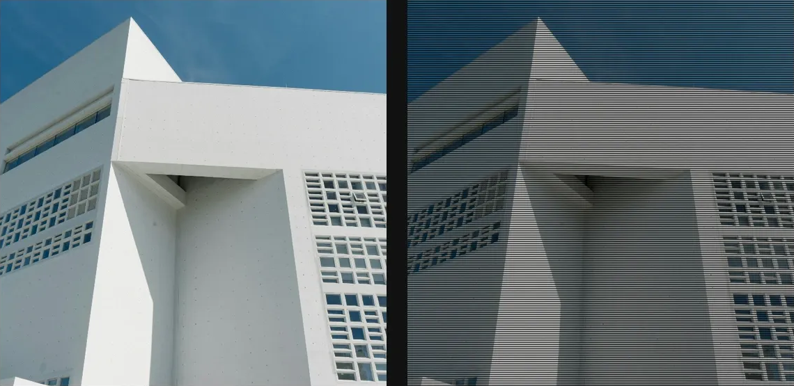 Display Scanlines: source left and current native result right