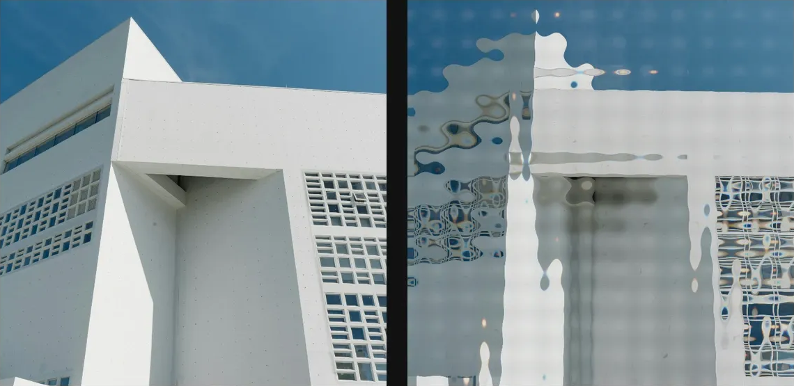 Caustic Glass: source left and current native result right