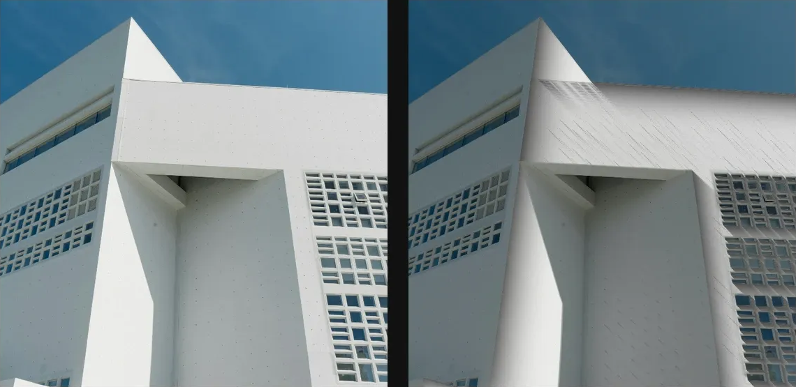 Long Shadow: source left and current native result right
