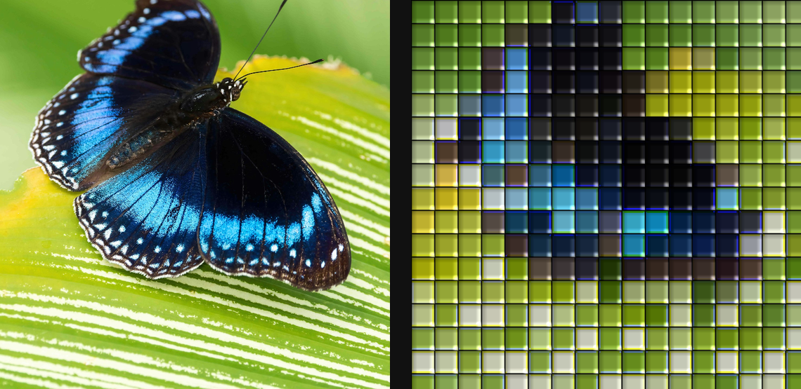 Mosaic: source left and current native result right